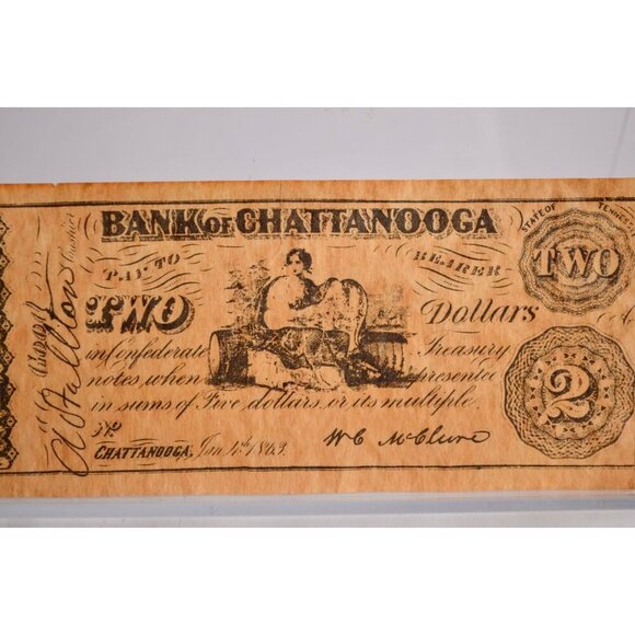 Bank of Chattanooga $2 Confederate Bill Reproduction 1863 - Picture 3 of 6